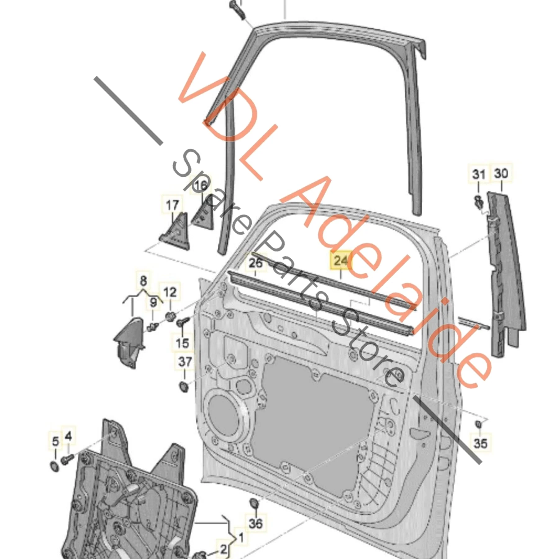 Cupra Born Exterior Window Slot Aperture Seal Trim Molding Right Front 10A837478C - Image 2