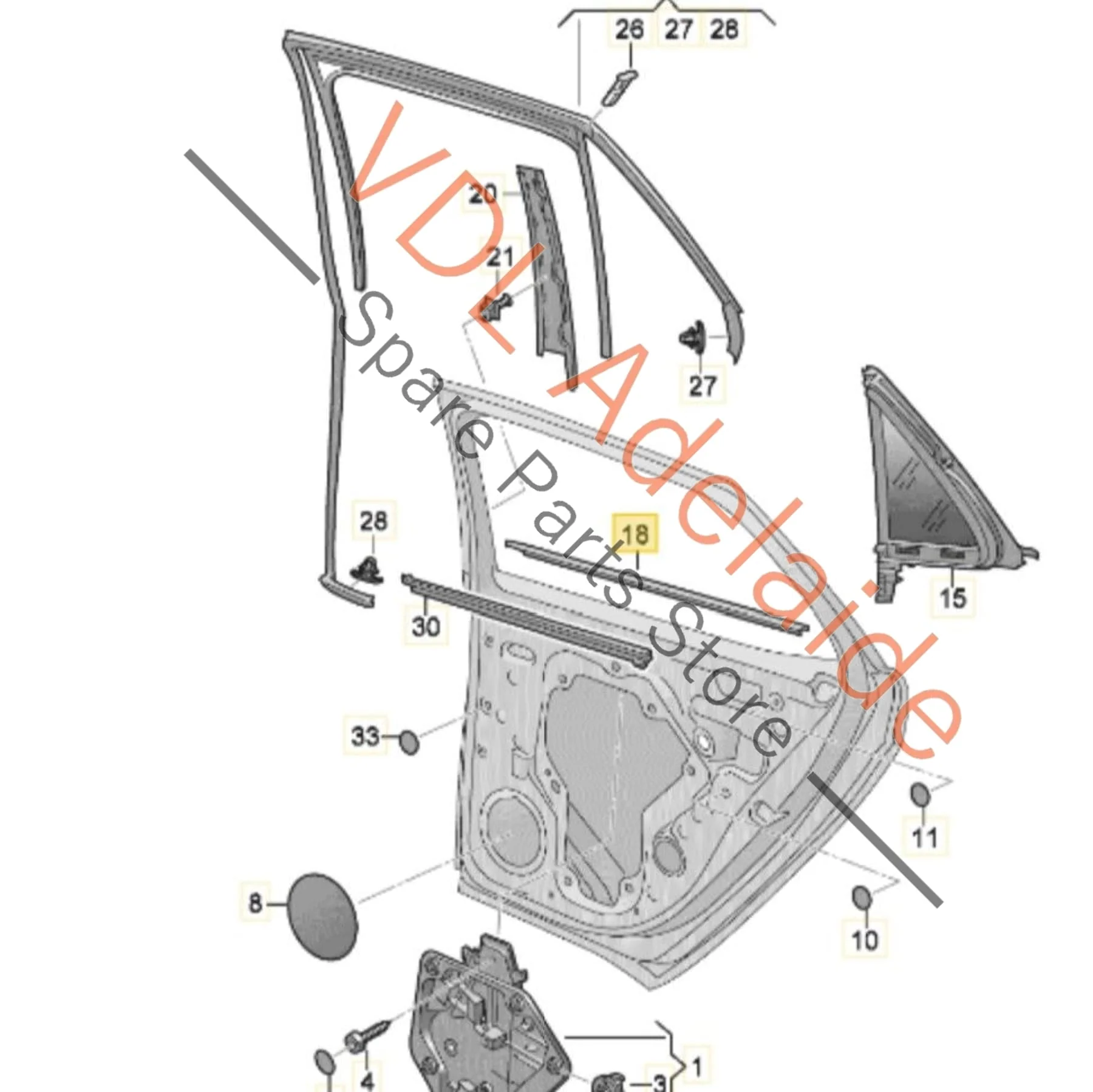 Cupra Born Exterior Window Slot Aperture  Seal Trim Molding Right Rear 10A839478B - Image 2