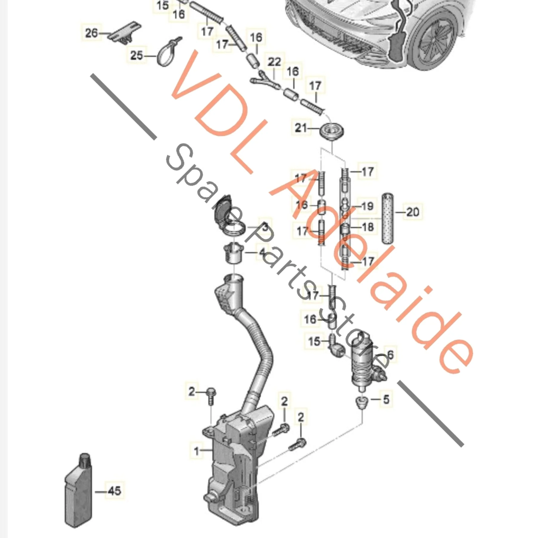 Cupra Born K11 Windscreen Washer Reservoir Tank Bottle 1EA955453H 1EA955448B 1K6955651 - Image 2