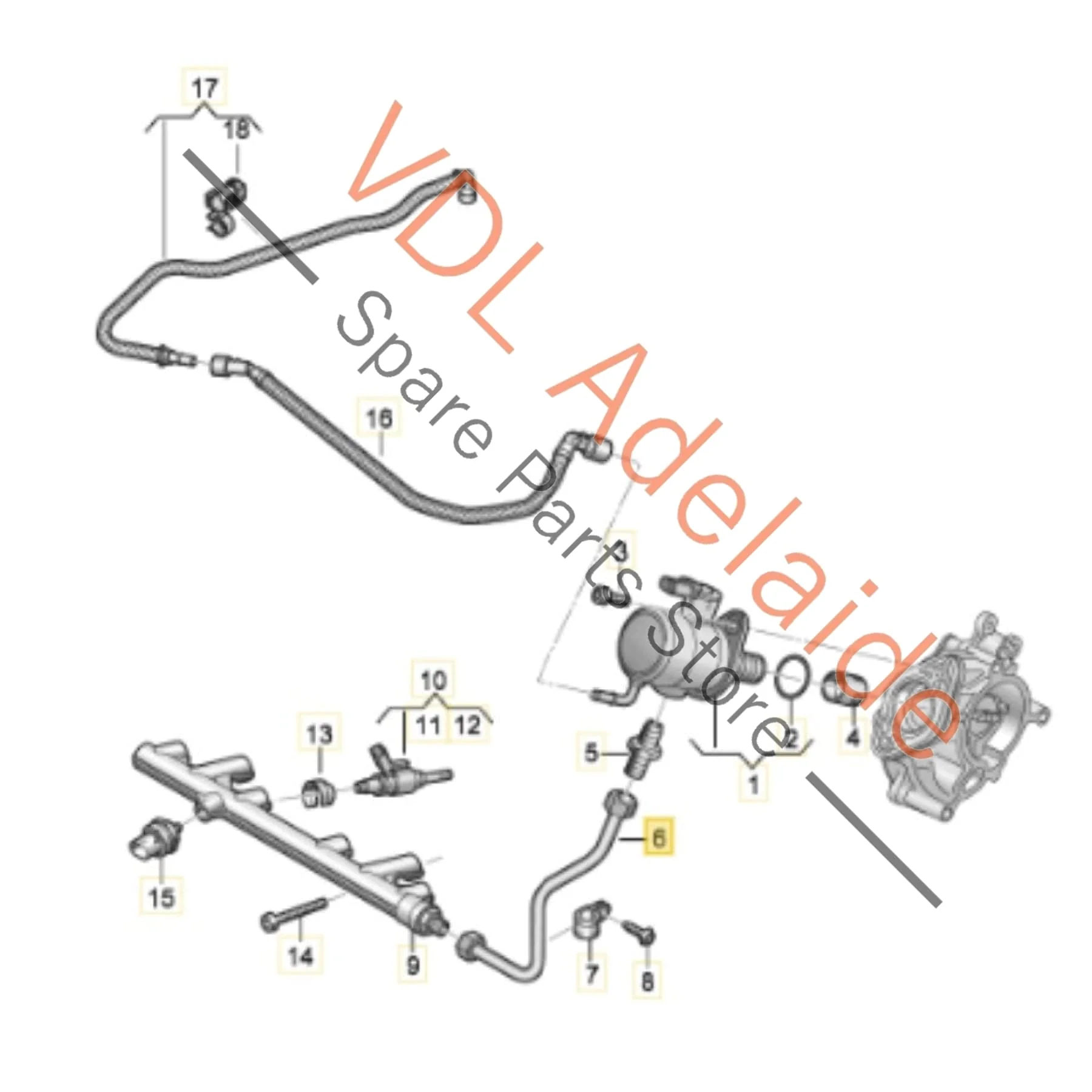 VW Golf R MK8 Audi S3 8Y High Pressure Fuel Pump Pipe Stainless Steel 06F906501F - Image 2