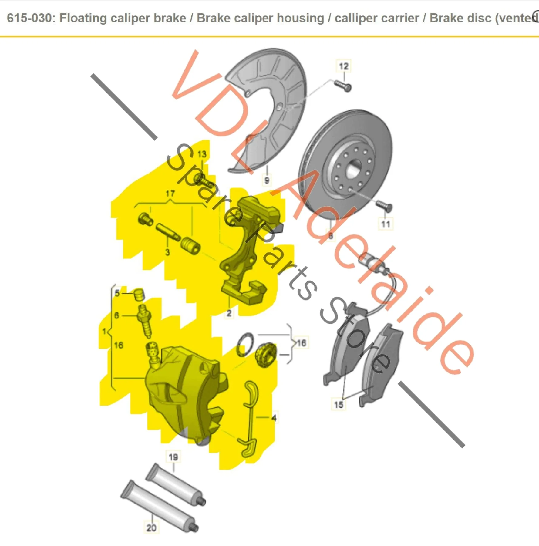 Audi A4 B8 Right Front Brake Caliper 8K0615124C 3C0615125 - Image 2