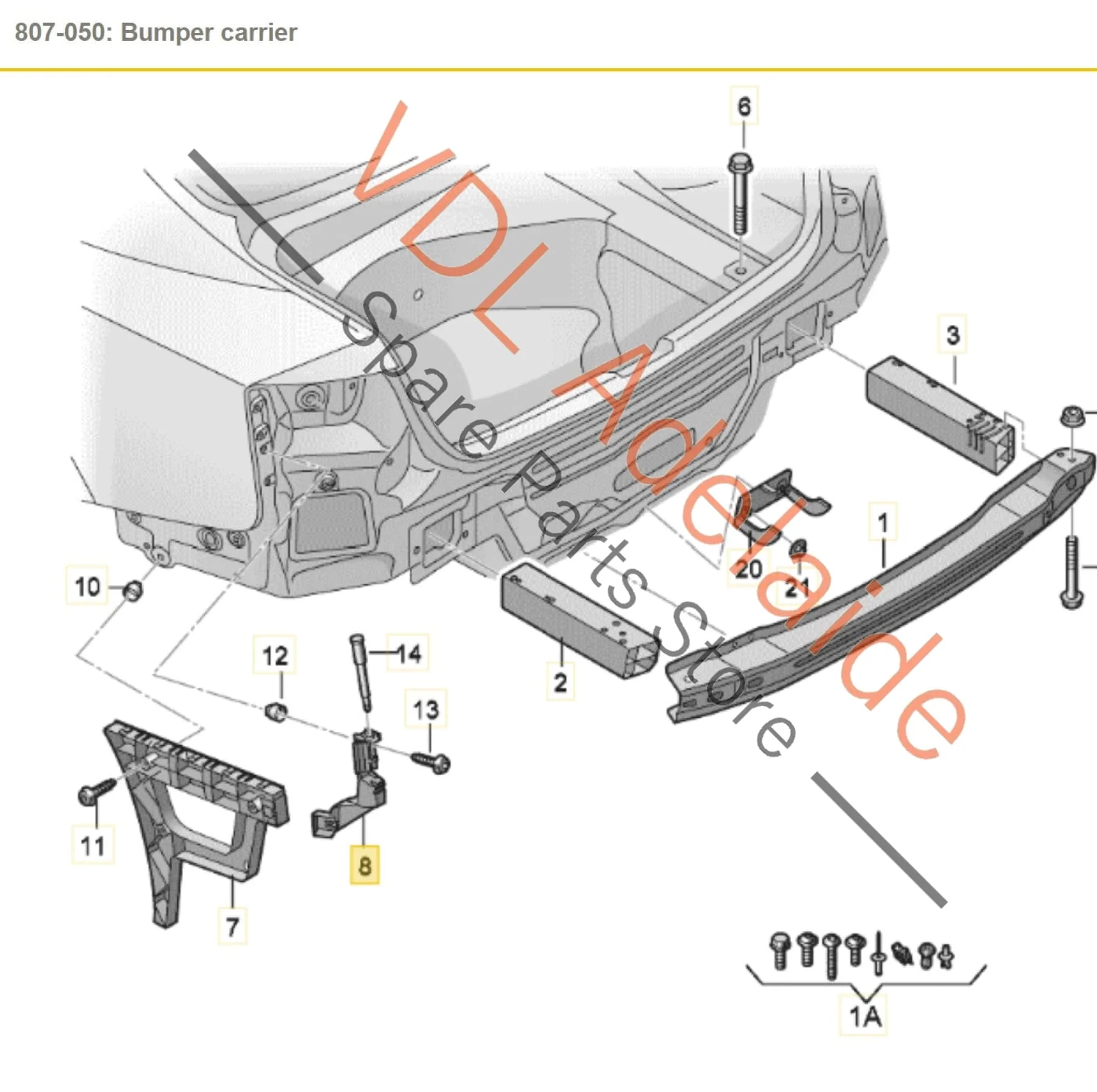 Audi A4 B8 8K Rear Bumper Carrier Guide Upper Right Section Bracket 8K5807890A - Image 2