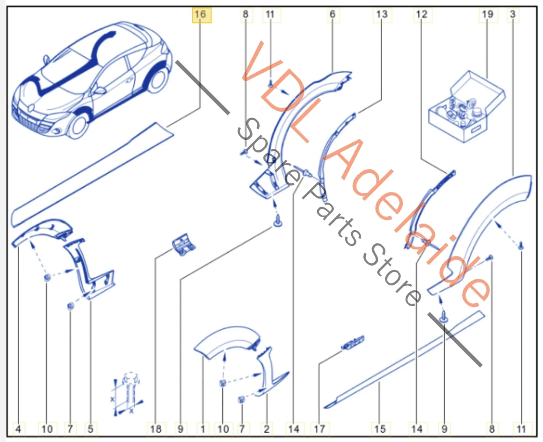 Renault Megane III DZ0/1 RS250 265 275 Right Side Exterior Sill Rocker Panel Molding Side Skirt Trim 764260656R 764269576R Twilight Blue 472 - Image 2