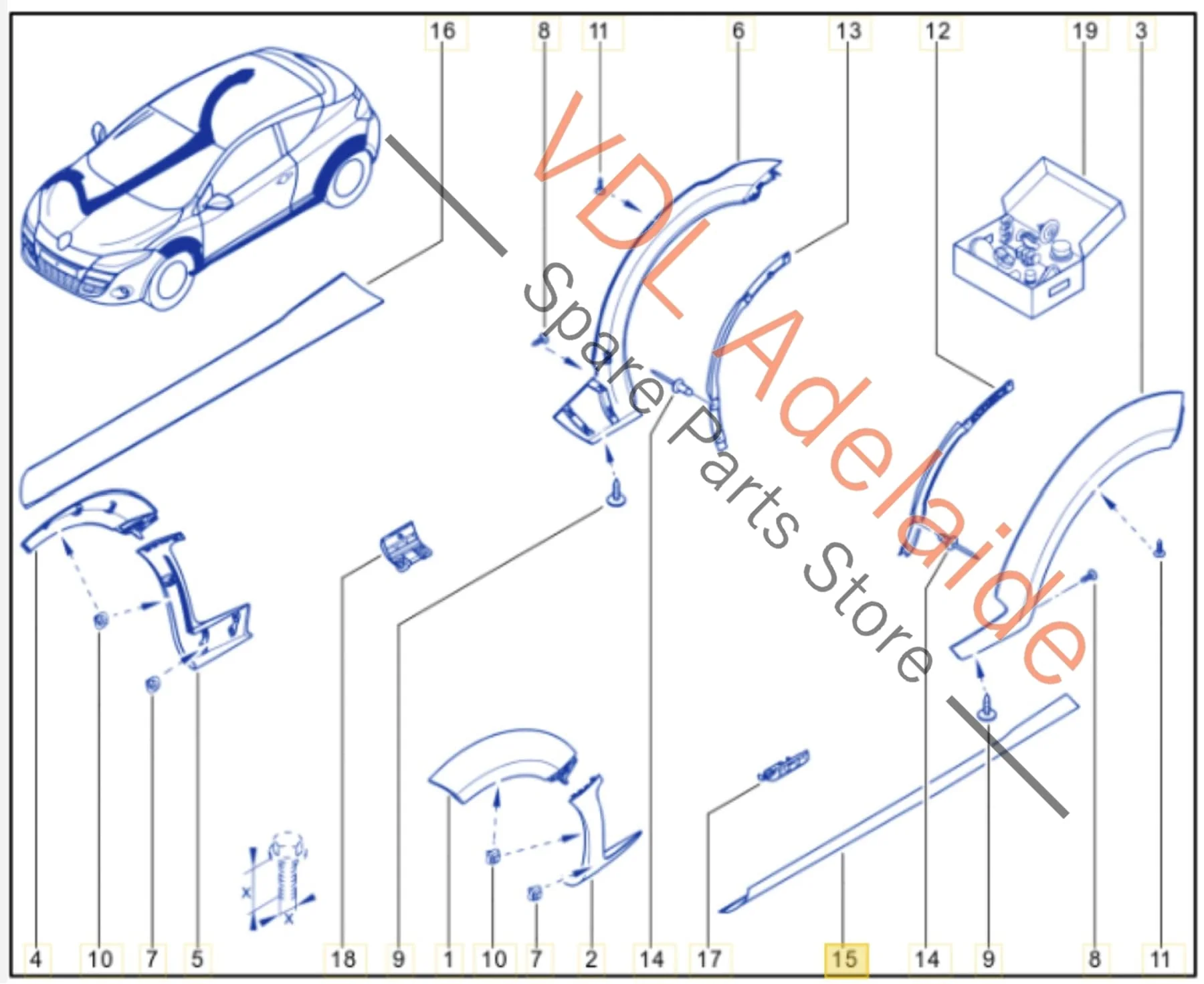 Renault Megane III DZ0/1 RS250 265 275 Left Side Exterior Sill Rocker Panel Molding Side Skirt Trim 764192275R 764193237R TEGNE - BLACK - Image 2