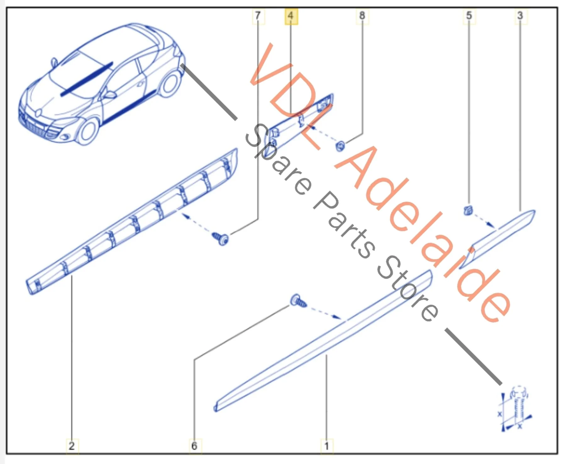 Renault Megane Right Side Rear Exterior Body Molding 768568852R 768560131R TEGNE - BLACK - Image 2
