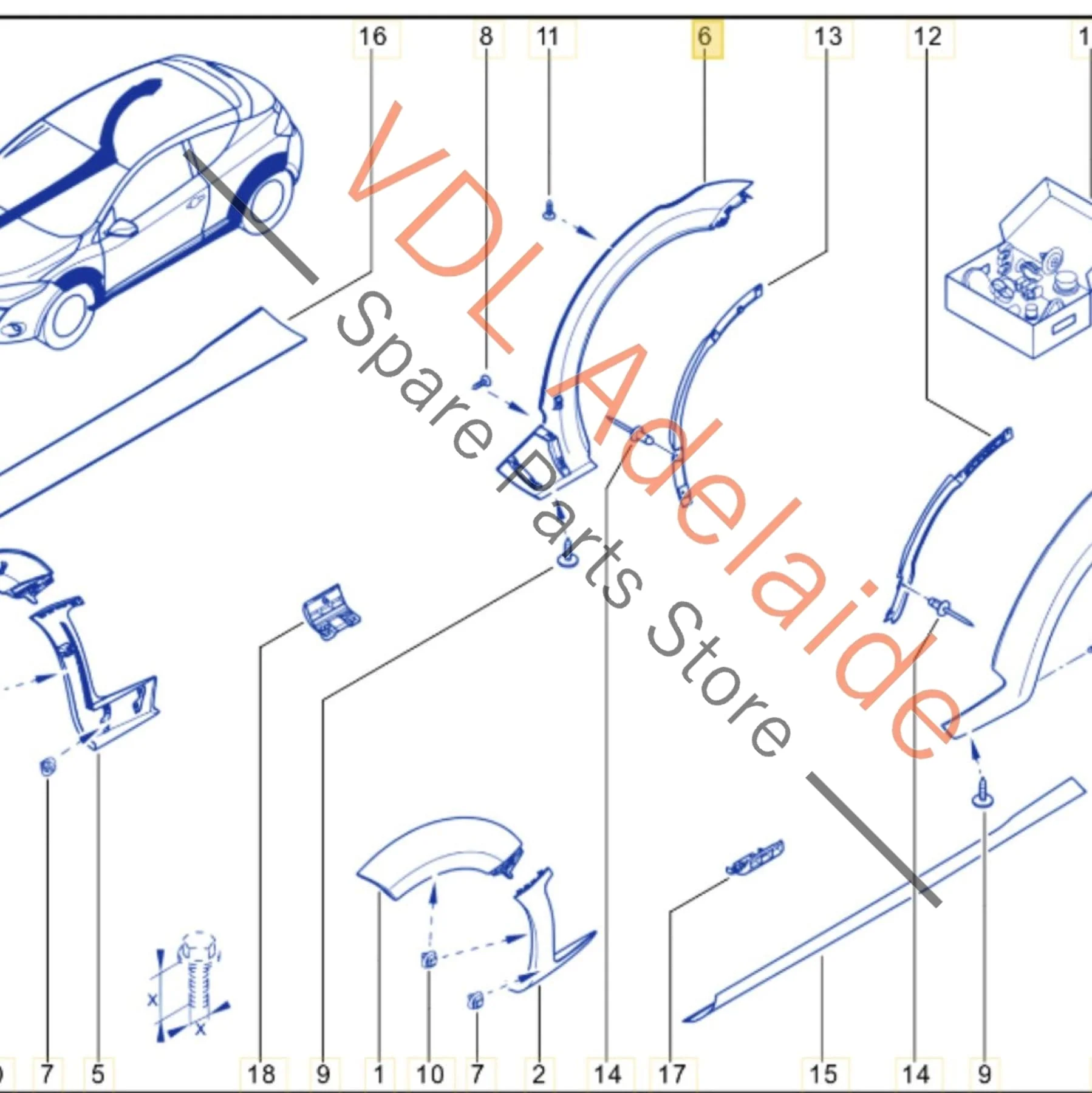 Renault Megane III DZ0/1 RS250 265 275 Left Rear Quarter Molding Flare Wheel Arch Trim 788A37508R Oyster Grey - Image 2