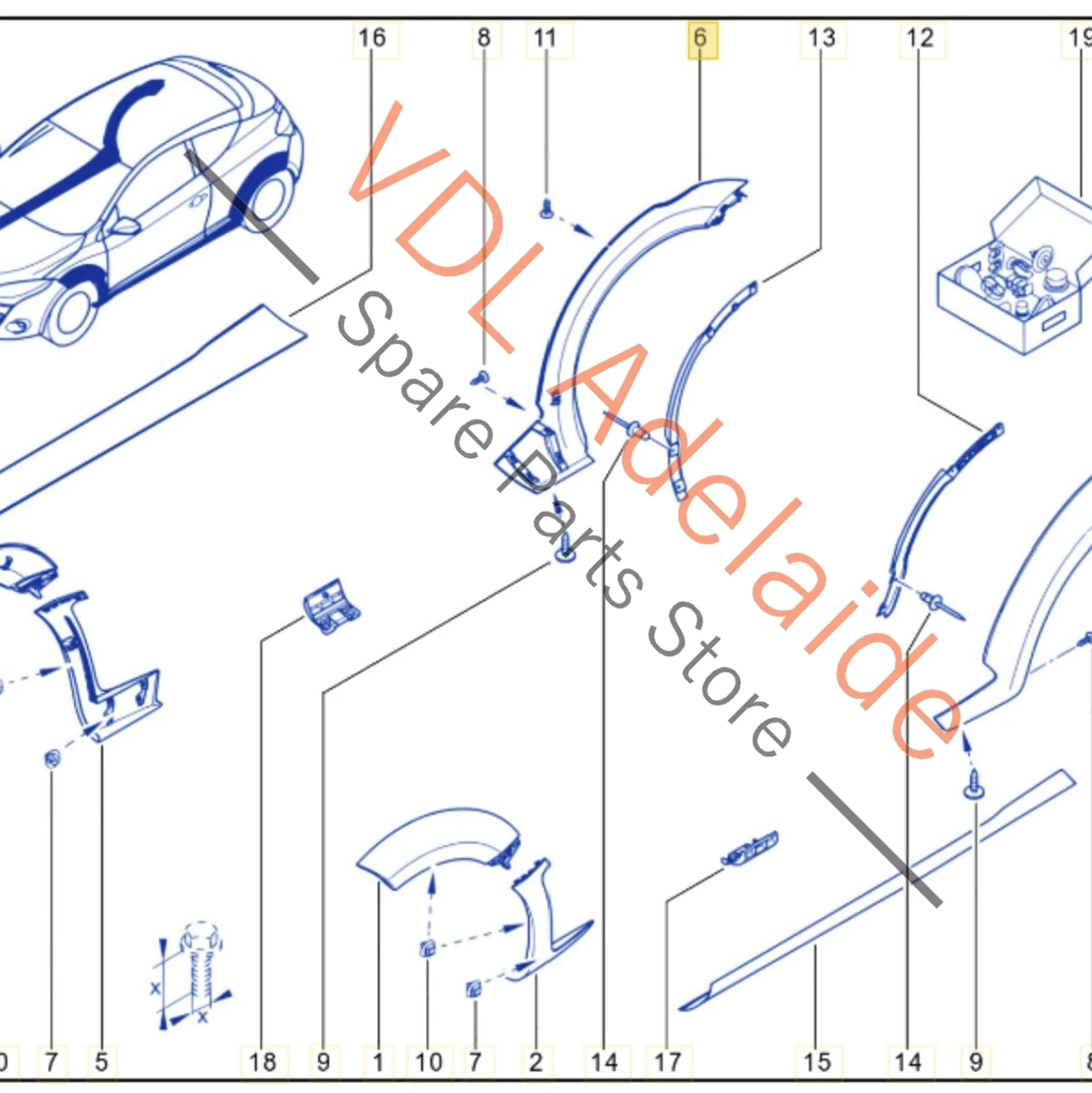 Renault Megane III DZ0/1 RS250 265 275 Right Rear Quarter Molding Flare Wheel Arch Trim 788A22543R Oyster Grey - Image 3