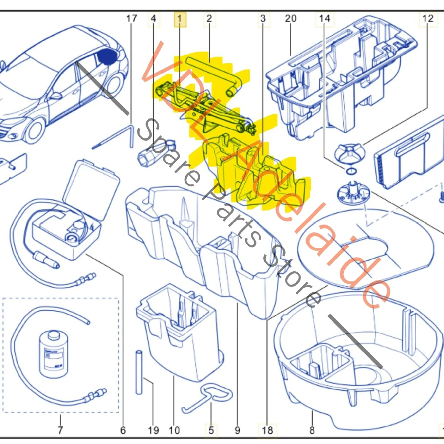 Renault Megane 3 Emergency Tow Hook Jack Tool Kit Breakdown 8200966417 - Image 2