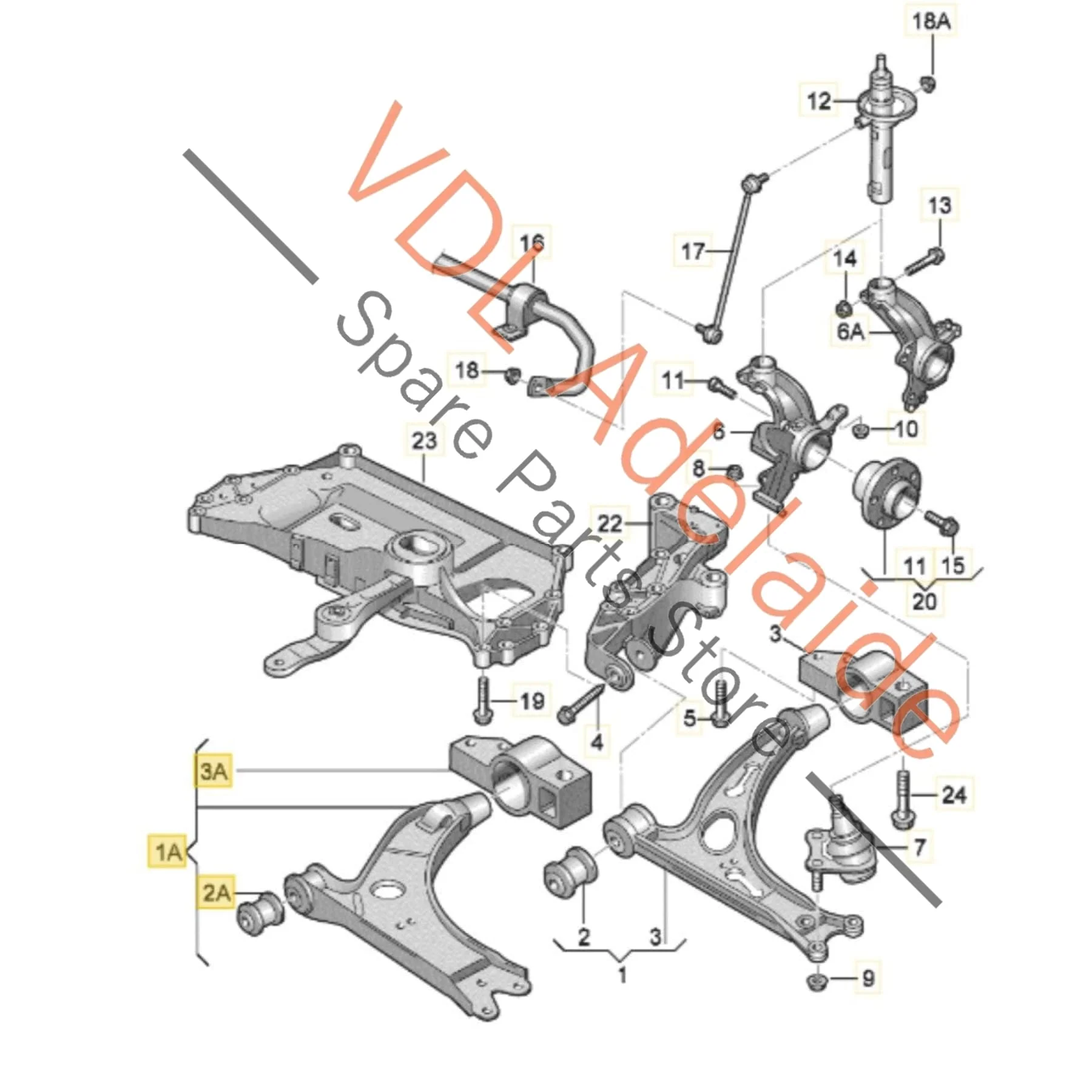 VW Golf MK6 Right Front Lower Control Arm Wishbone 1K0407152BC - Image 2