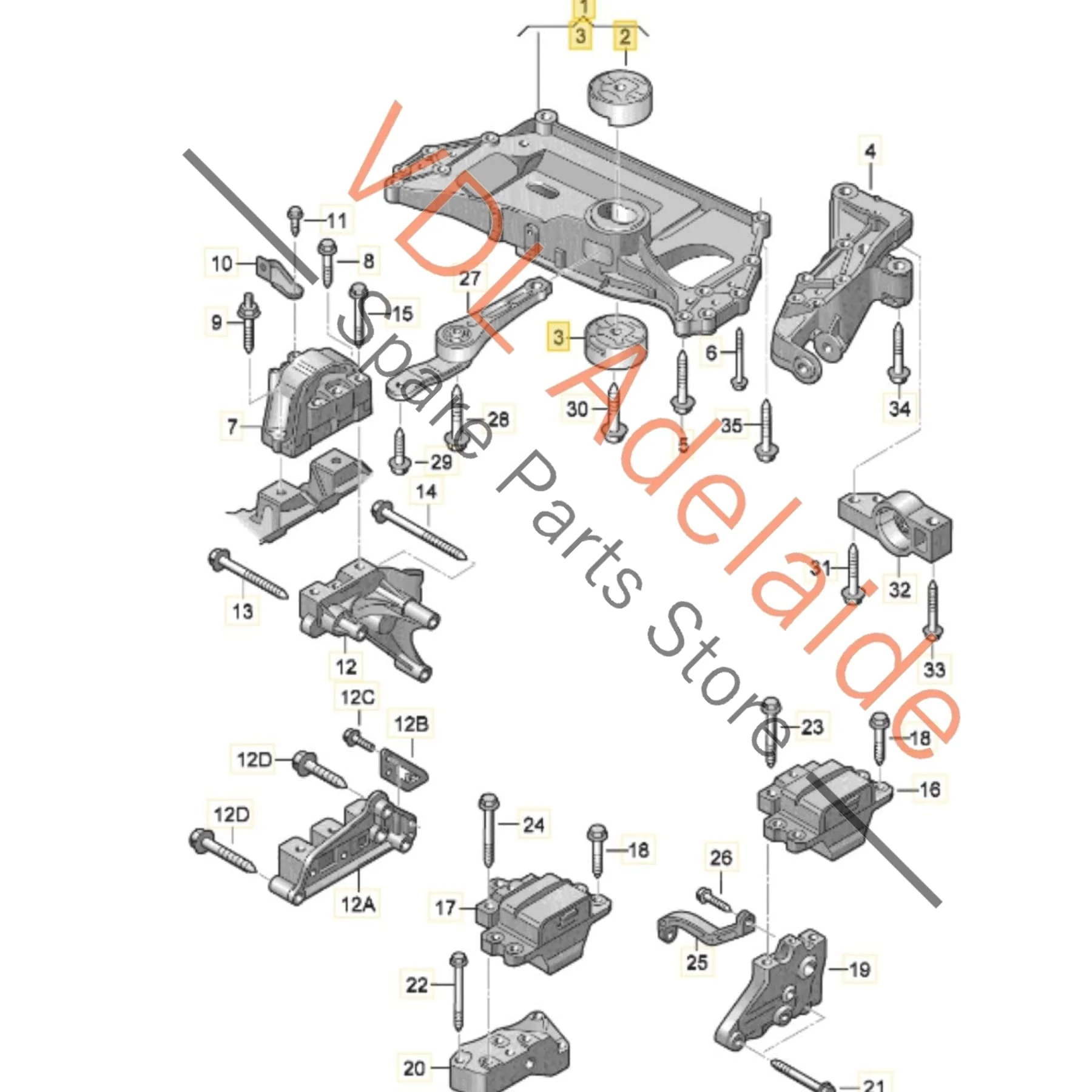 VW Golf MK6 Alloy Lower Suspension Cradle Crossmember K Frame 1K0199313AL - Image 2