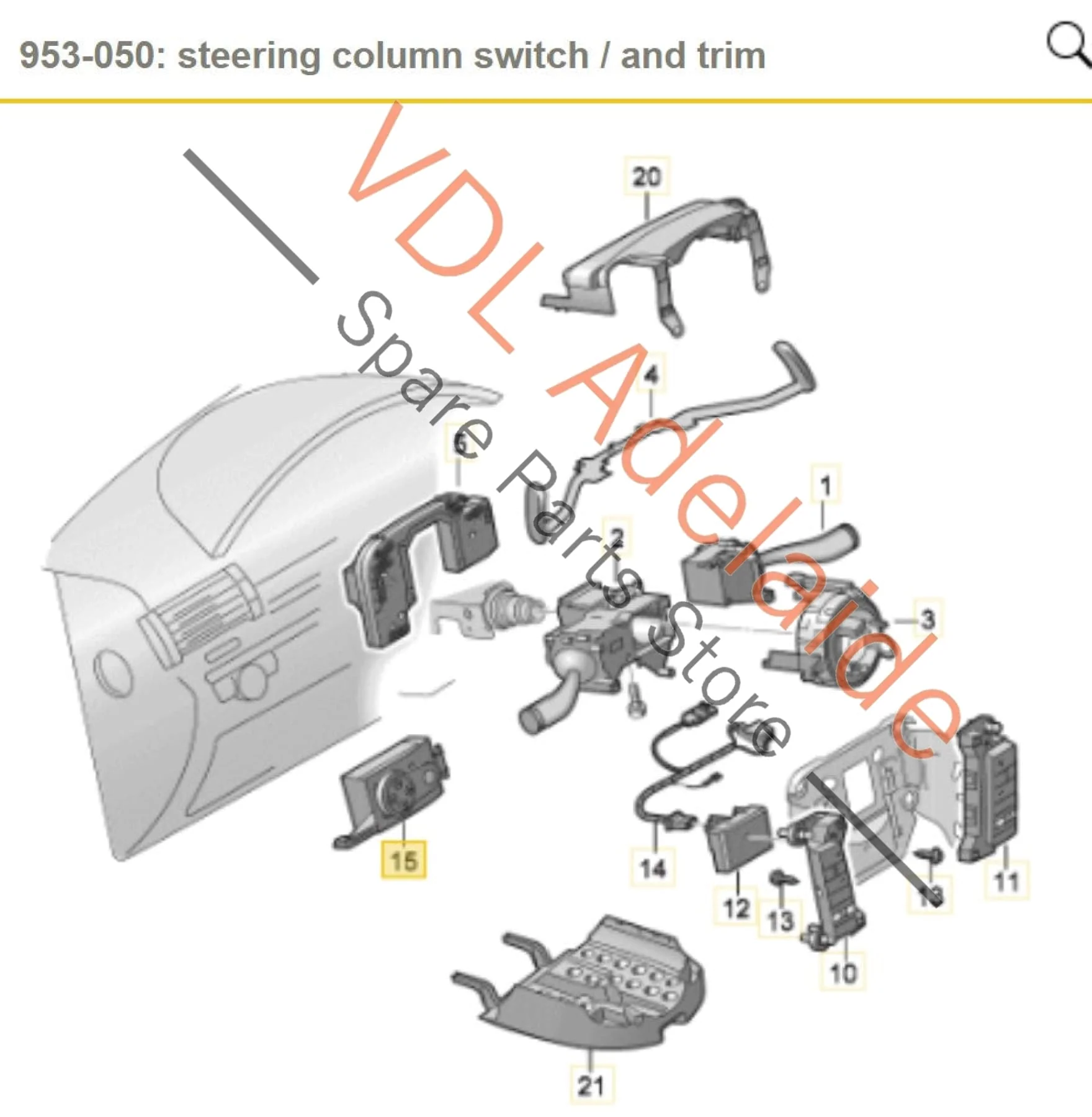 VW Touareg Audi Q7 Electric Adjustable Steering Column Adjustment Switch 3D0953551 - Image 2