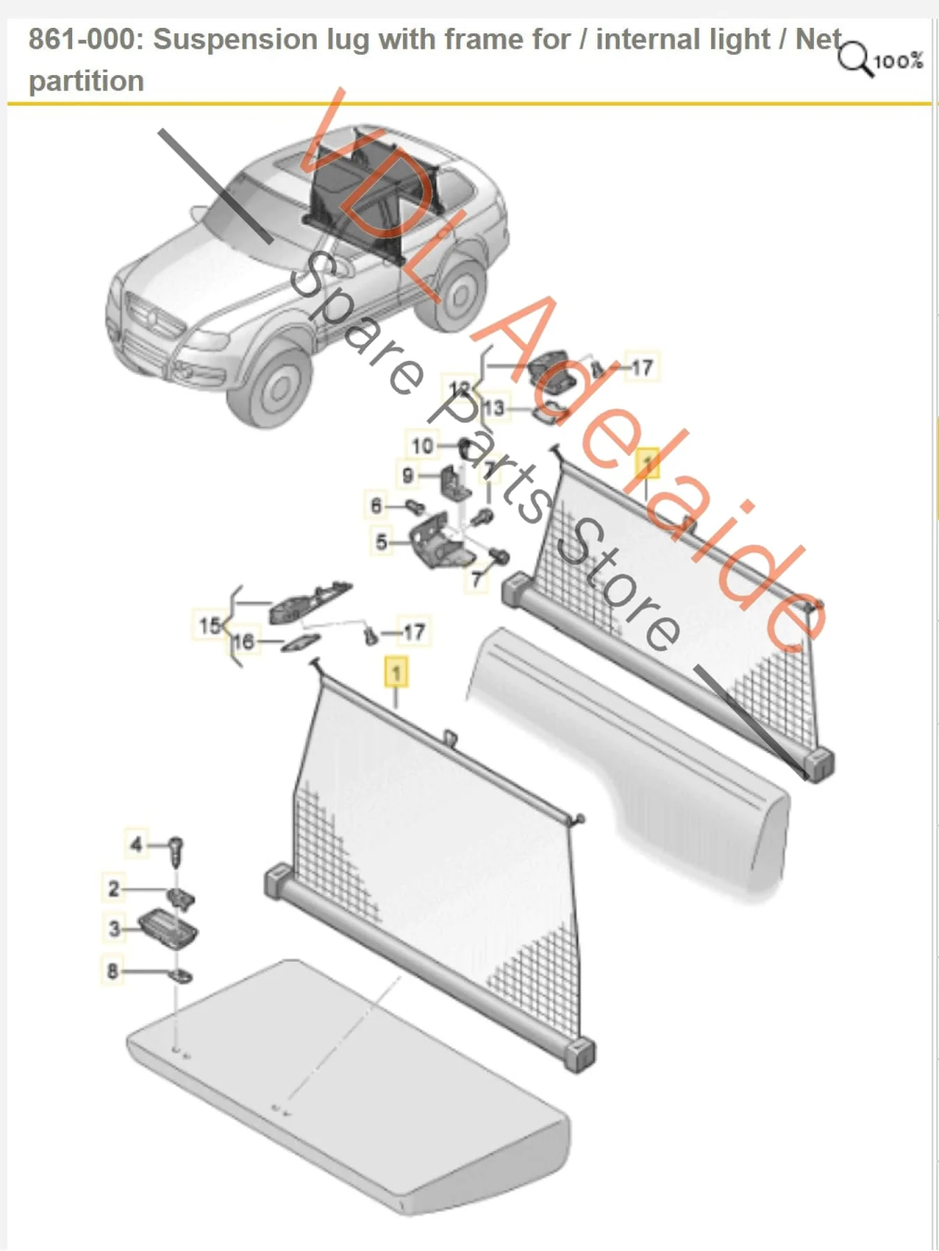 VW Touareg 7L Rear Cargo Net Partition for 2nd or 3rd Row Position 7L6861691D 6P6 - Image 2