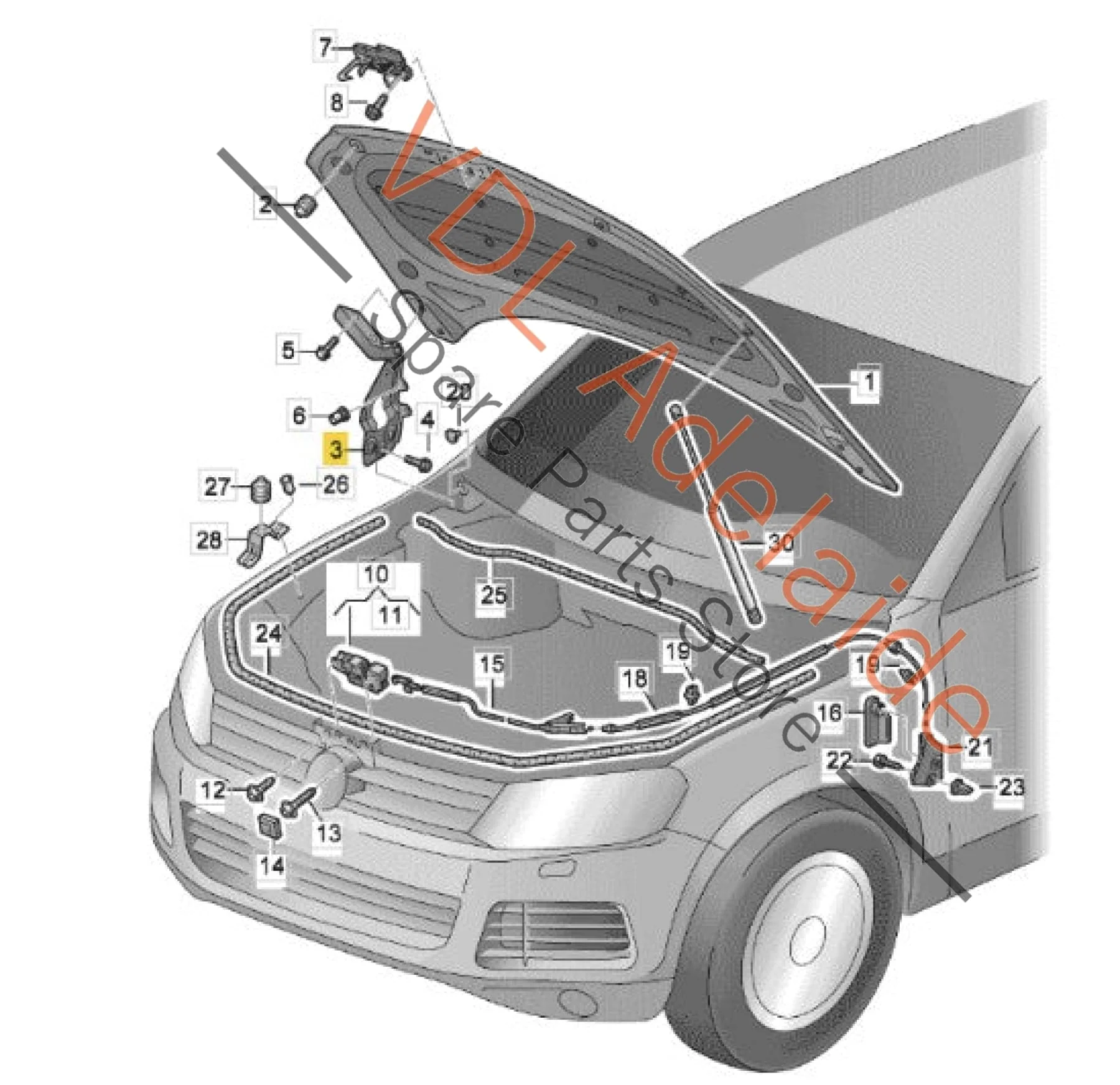 VW Touareg 7P Pair of Bonnet Hinges 7P6823301 7P6823302 - Image 3