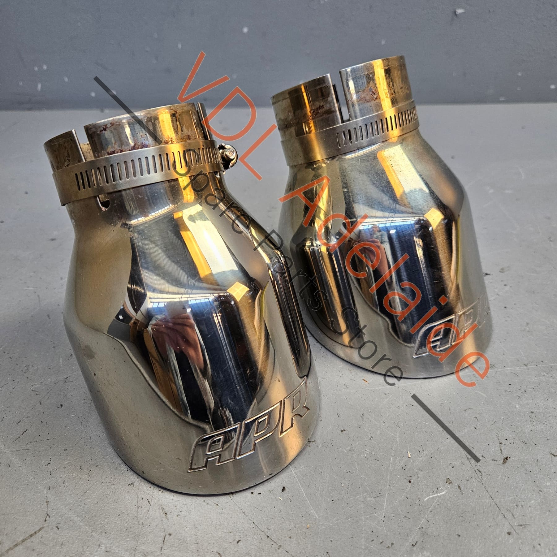 APR Double Walled 3.5inch Slash-Cut Exhaust Tips Polished Silver Chrome Audi S3 S6 S7 VW Golf Gti R Porsche 718 Boxster Cayman - Image 2