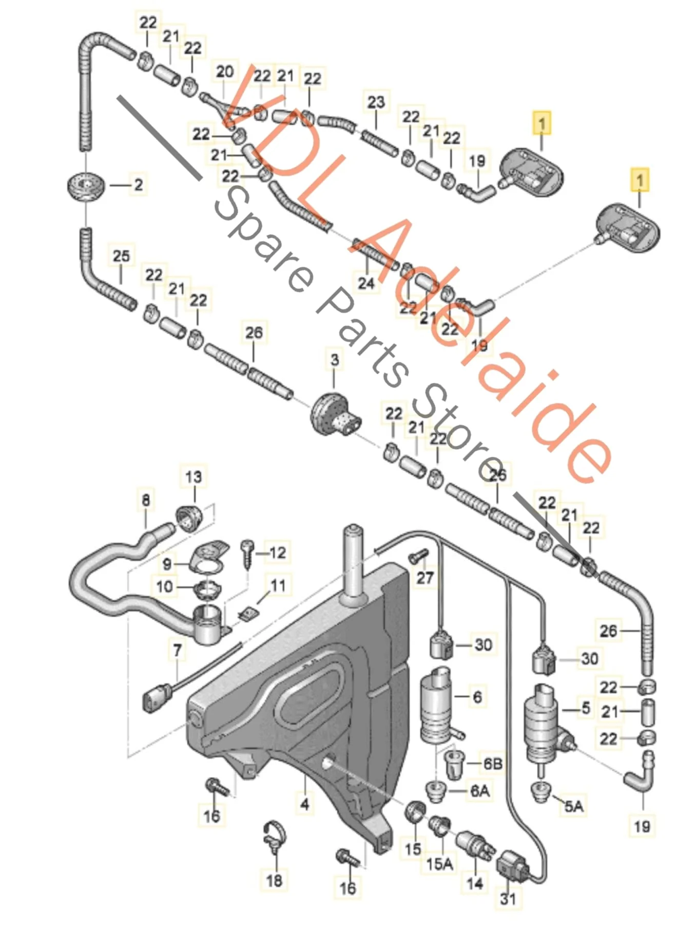 Audi Q7 Windscreen Washer Jet Heated Left Side LHS 4L0955987C 8J0955987G - Image 2