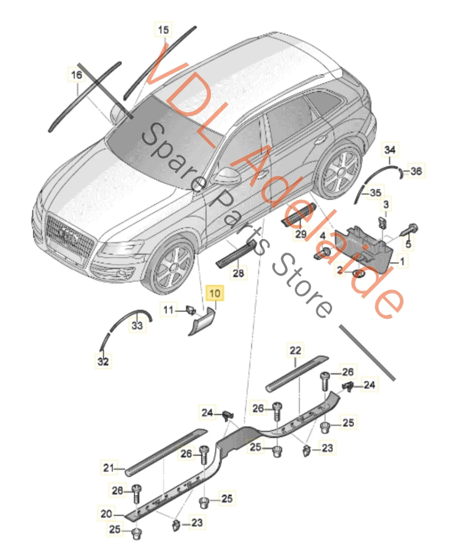 Audi Q7 Left Front Fender Lower Exterior Molding Flare Trim 4L0854959A 4L0854959B 2T2T Orca Black Metallic - Image 2