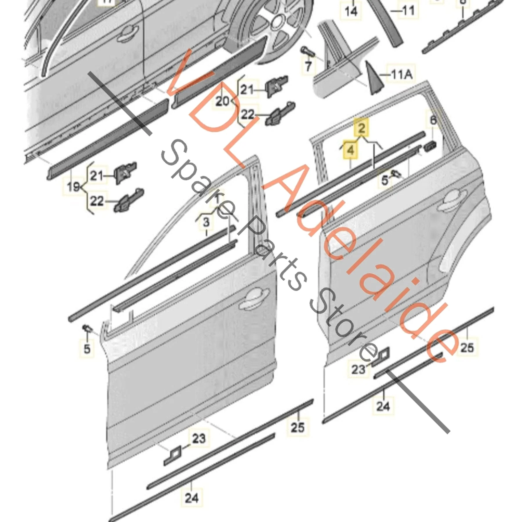 Audi Q7 4L Exterior Window Seal Strip Moulding Chrome Trim Right Rear 4L0853764E 2ZZ - Image 2
