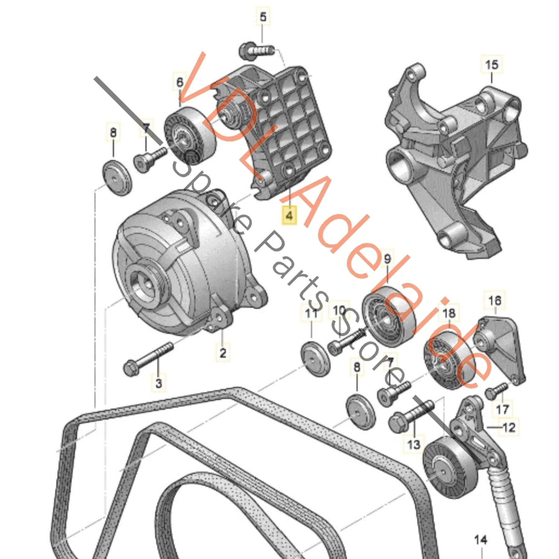 VW Audi V6 Tdi 3.0 Engine Bracket for Alternator 039903143AJ - Image 2