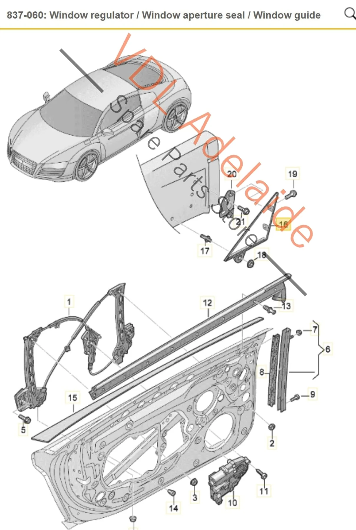 Audi R8 Right Front Upper Door Trim Corner Piece 420837634A - Image 2