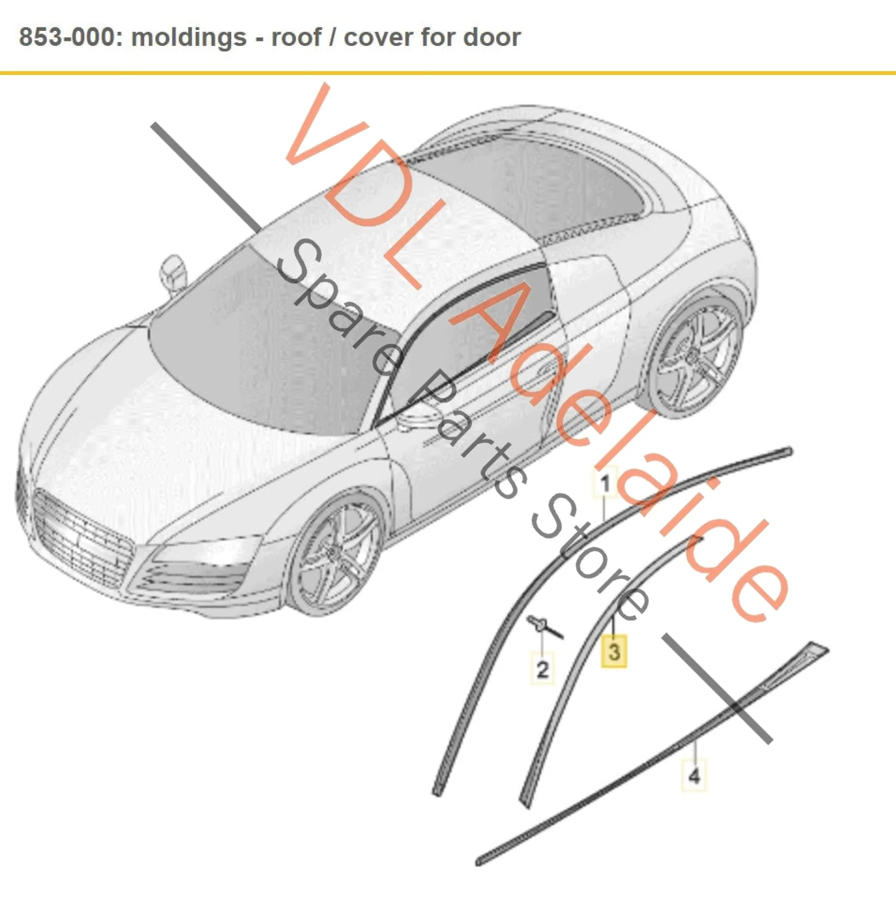 Audi R8 Door Seal Roof Gutter Line Edge Protection Strip Rubber Moulding Right 420854544A - Image 2