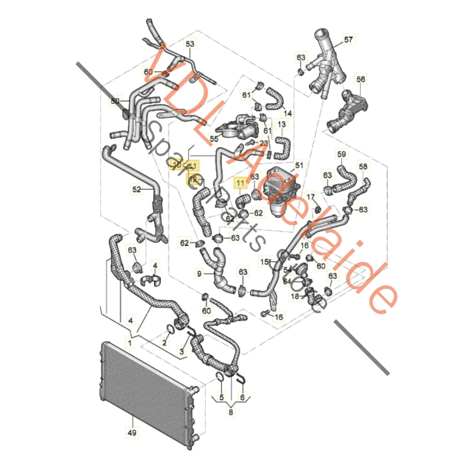 VW Golf MK7 7.5 Radiator Water Coolant Hose Pipe 04L121064C - Image 3