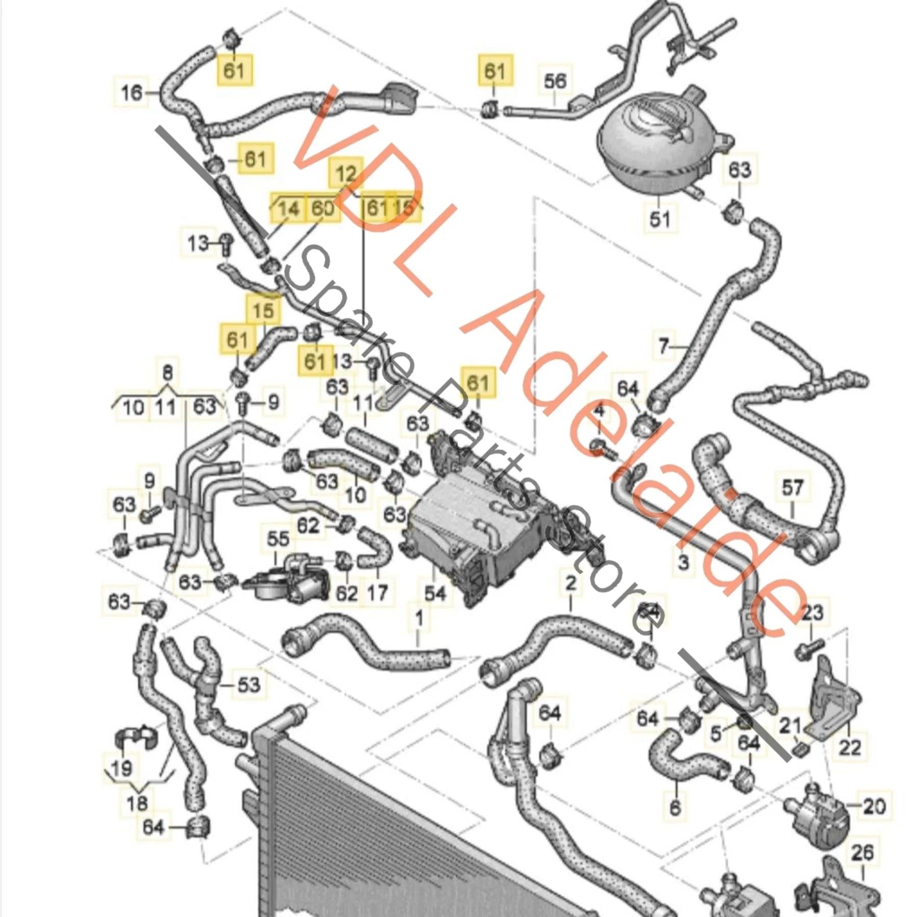 VW Golf MK7 7.5 Radiator Water Coolant Breather Hose Pipe 5Q0121064AS - Image 2
