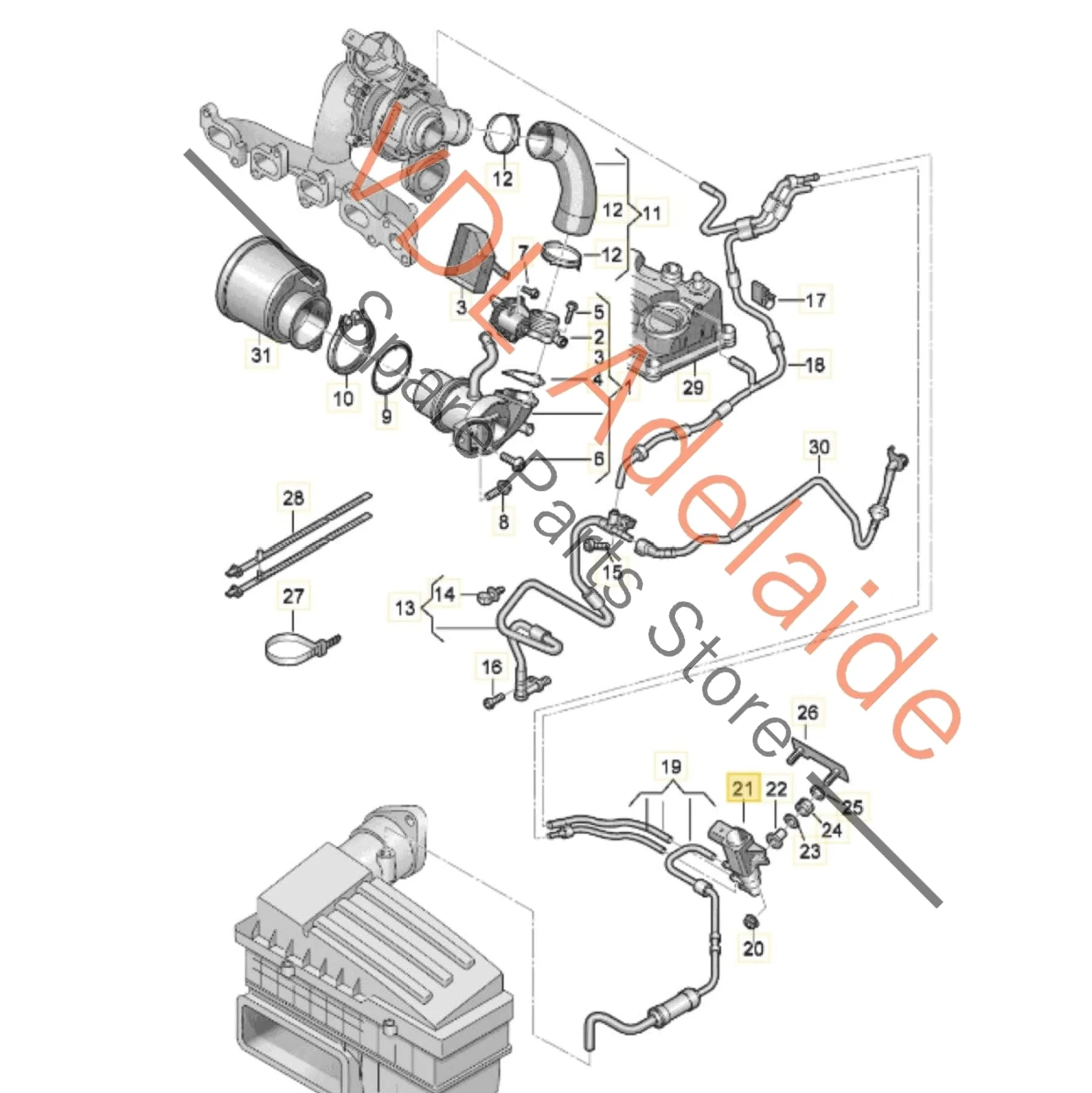 VW Audi Turbo Boost Vacuum Control Air Pressure Converter Valve 1K0906627B - Image 2